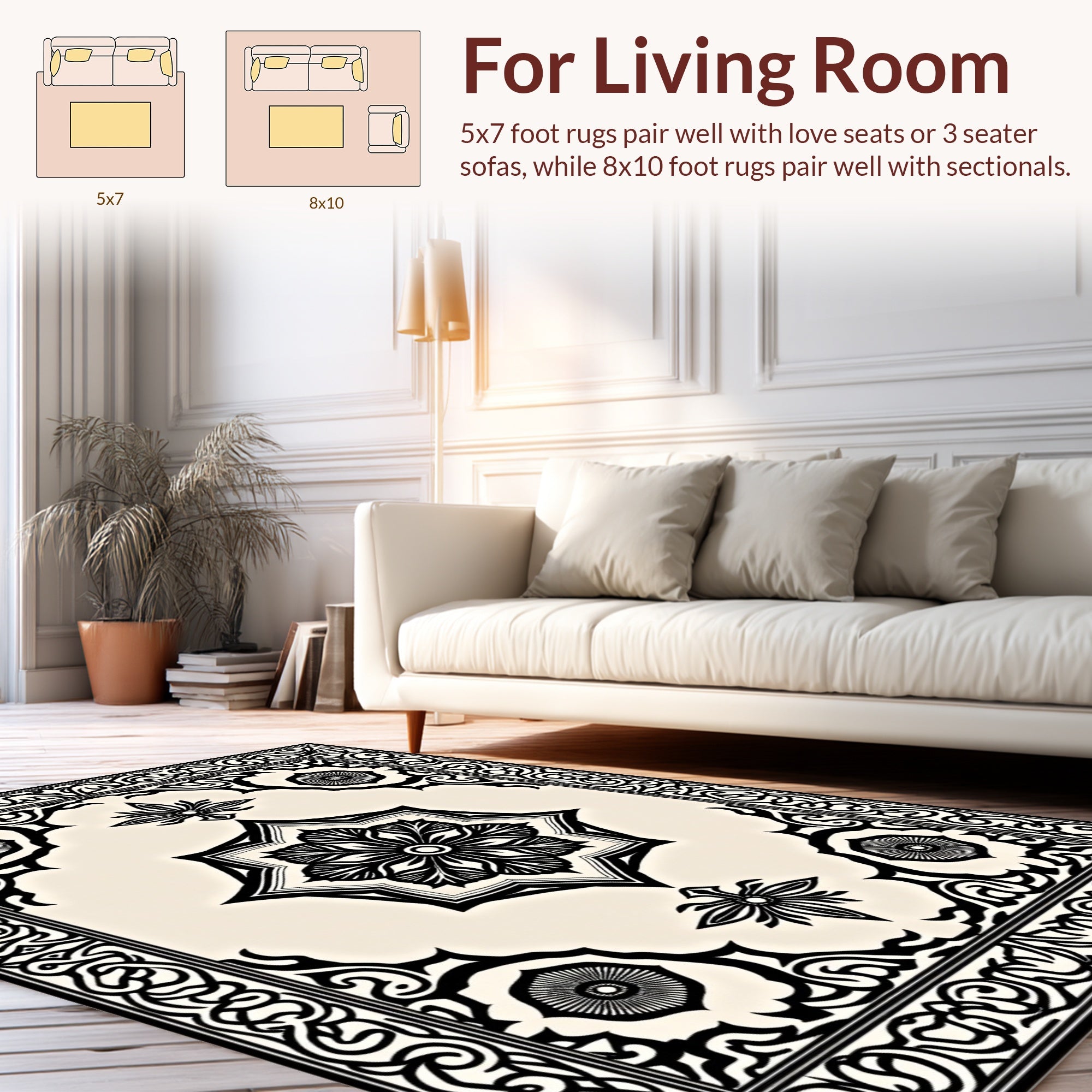 Intricate Vintage Geometric Flower Pattern Rug