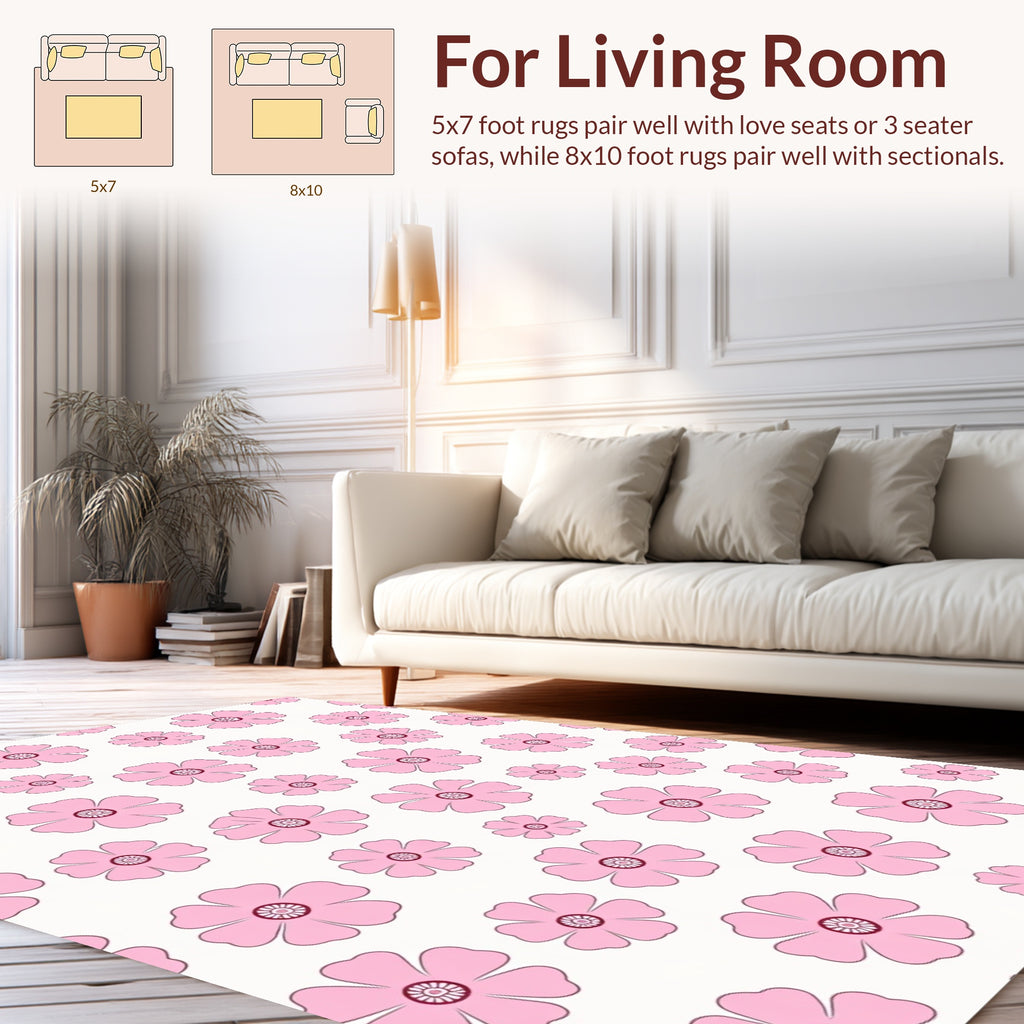 Delicate Pink Floral Pattern Rug