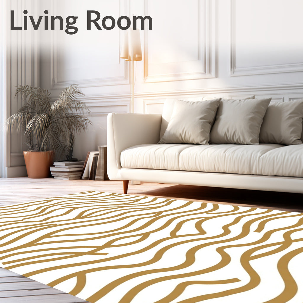 Organic Wavy Gold Lines Rug