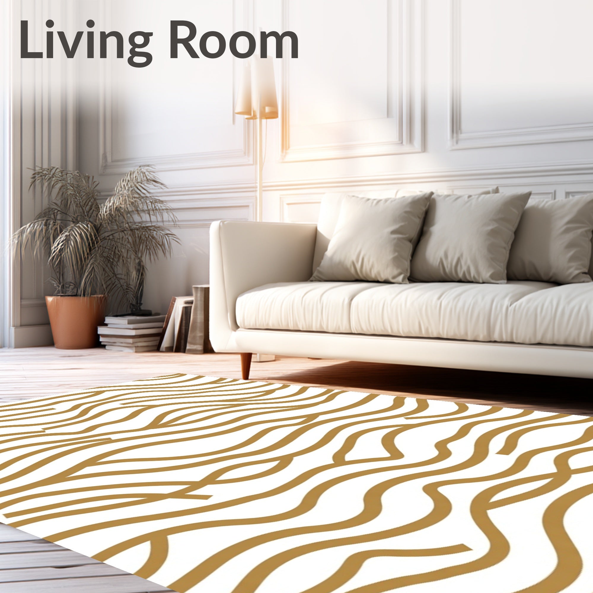 Organic Wavy Gold Lines Rug