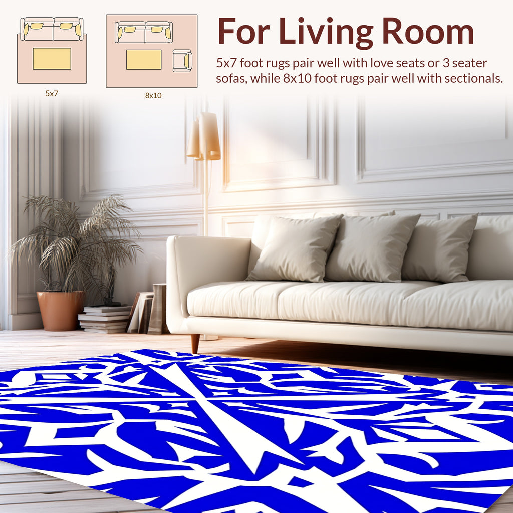 Bold Blue Geometric Symmetry Rug