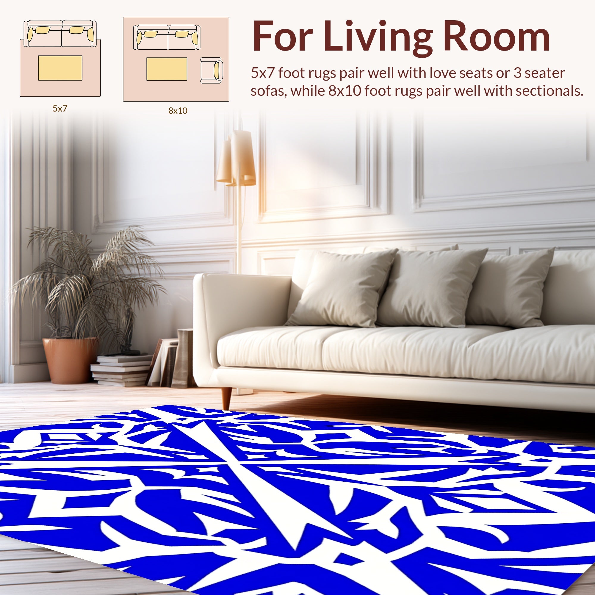 Bold Blue Geometric Symmetry Rug