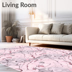 Soft Pink Whimsical Swirl Composition Rug