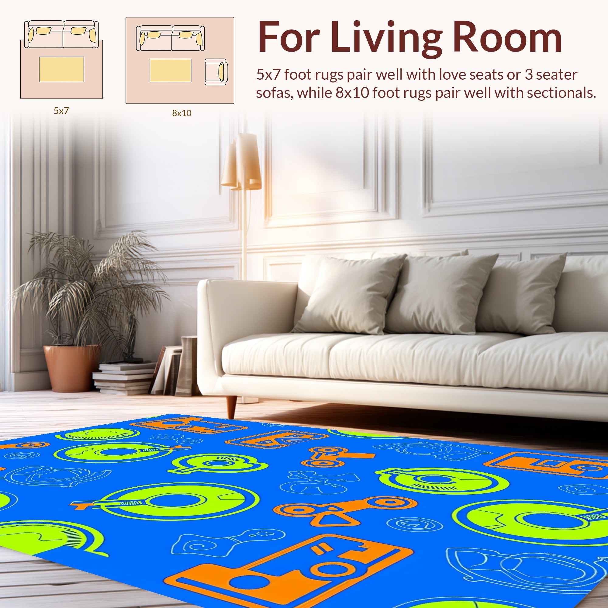 Futuristic Geometric Shapes Pattern Rug