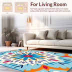 Azure Mandala Floral Pattern Rug
