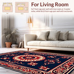 Classic Floral Medallion Red Cream Blue Rug