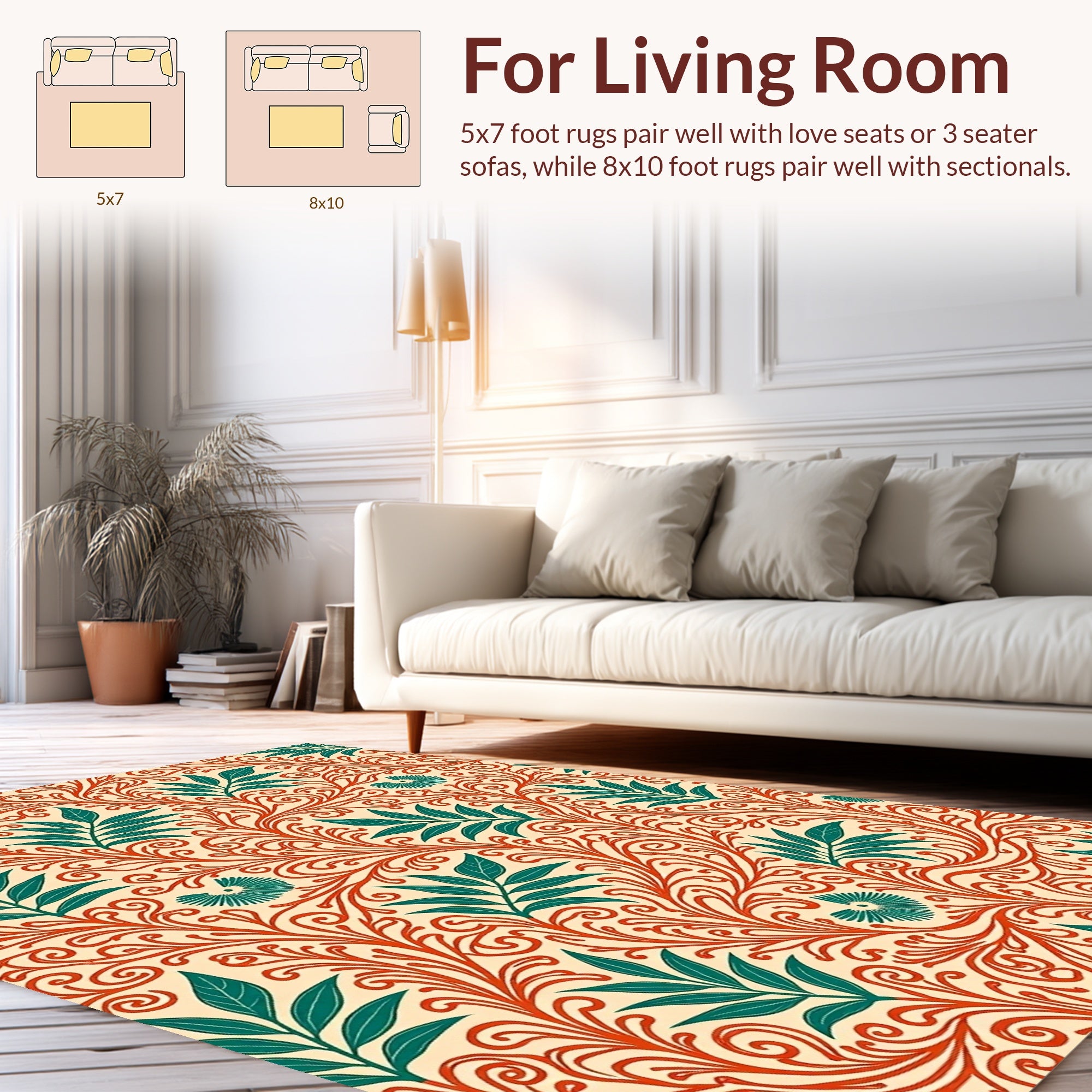 Intricate Floral Vine Pattern Design Rug