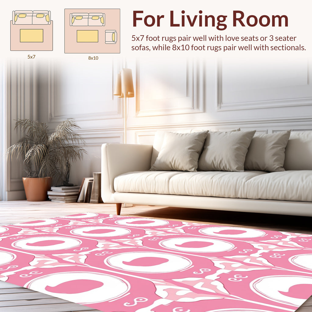Pink Abstract Calligraphic Pattern Rug