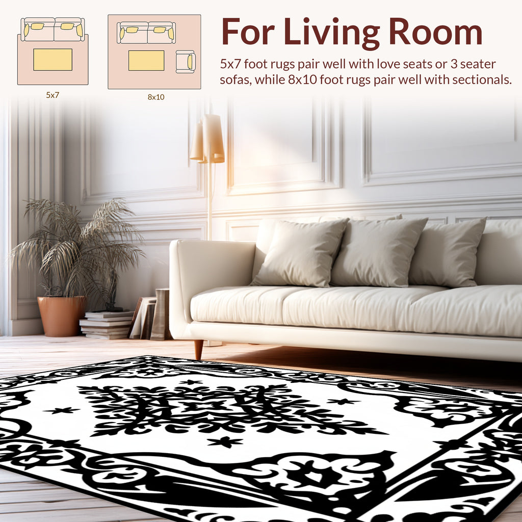 Elegant Vintage Floral Scroll Pattern Rug