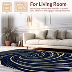 Navy Swirl Abstract Line Design Rug
