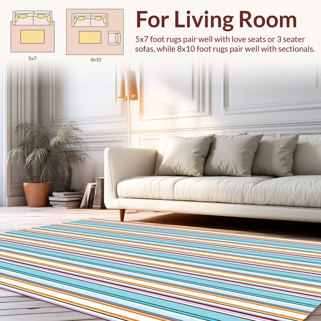 Multi-Color Thin Stripe Pattern Rug