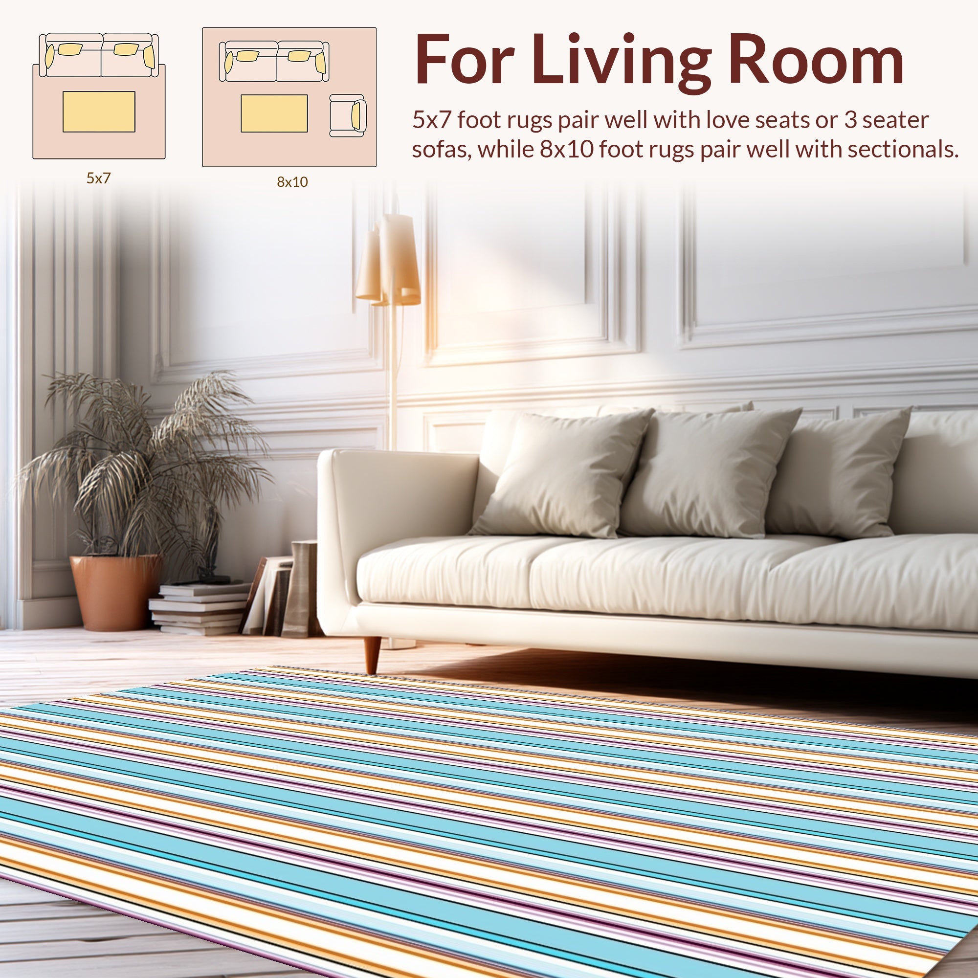 Multi-Color Thin Stripe Pattern Rug