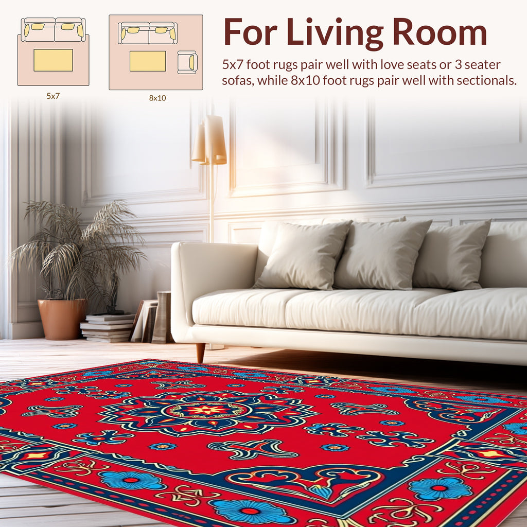 Bright Floral Medallion Traditional Rug