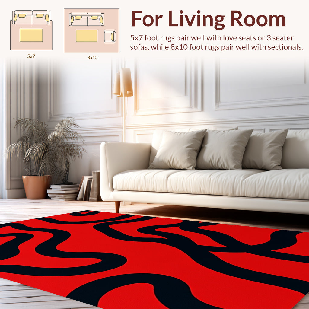 Bold Red Black Abstract Rug