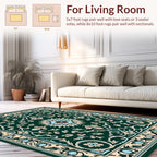 Elegant Green Floral Lace Pattern Rug