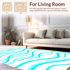 Cool Aqua Wavy Lines Design Rug