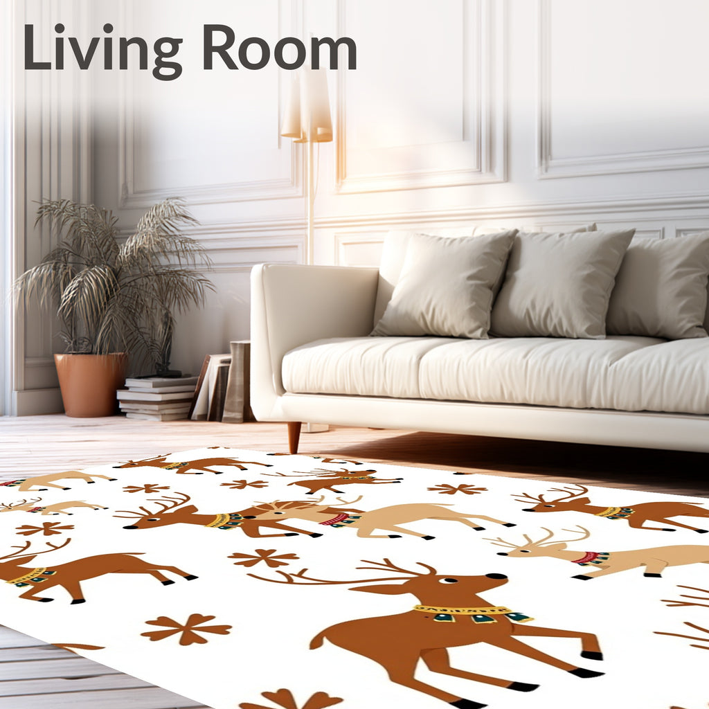 Playful Reindeer Ensemble With Bells Rug