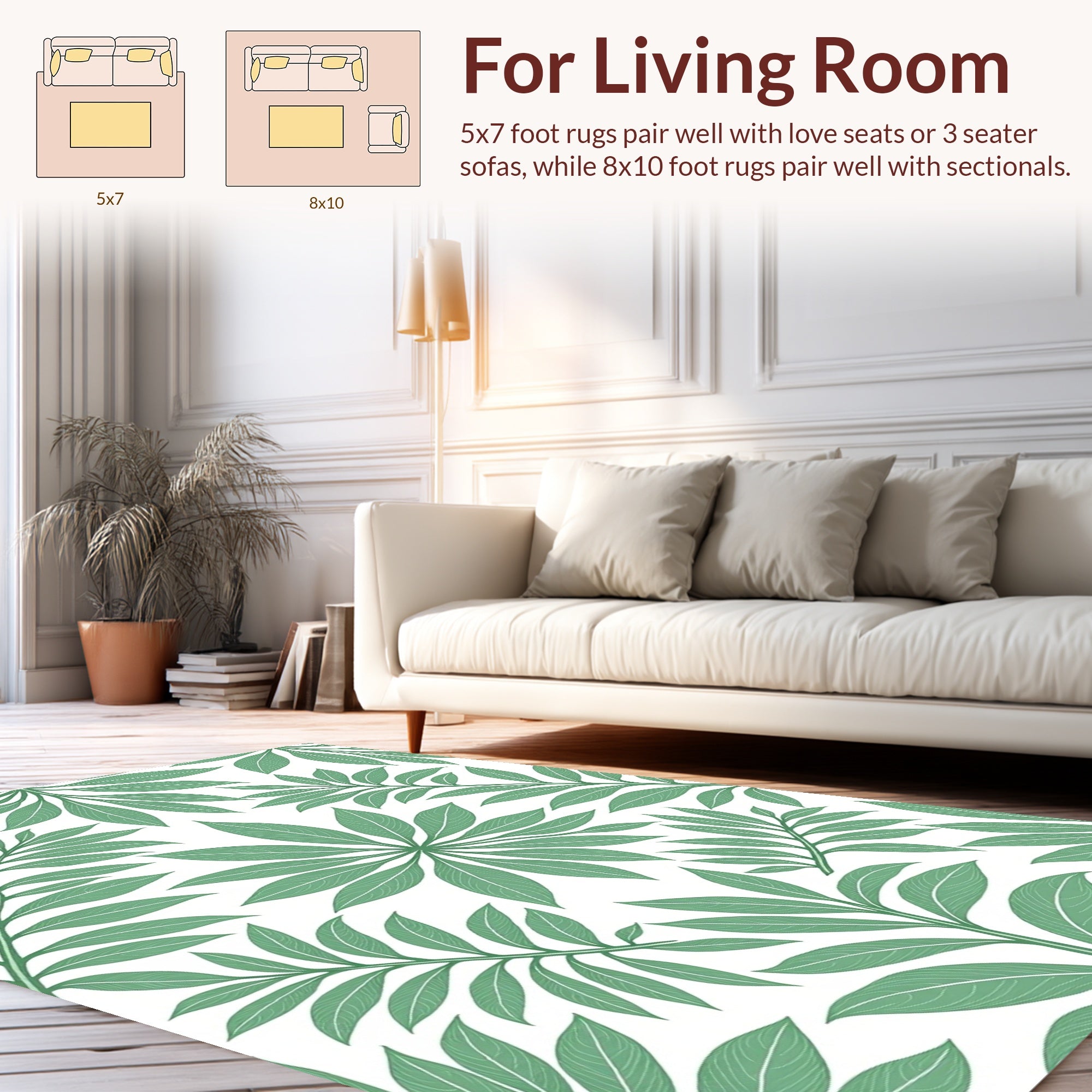Green Leafy Fractal Pattern Rug