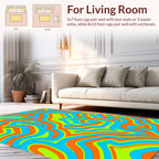 Vibrant Orange Blue Swirl Pattern Rug