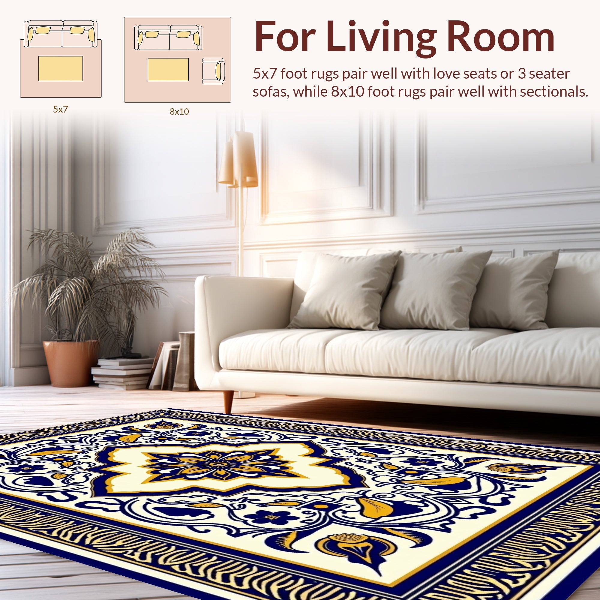 Intricate Floral Medallion Pattern Rug
