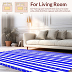 Bold Blue White Stripe Pattern Rug