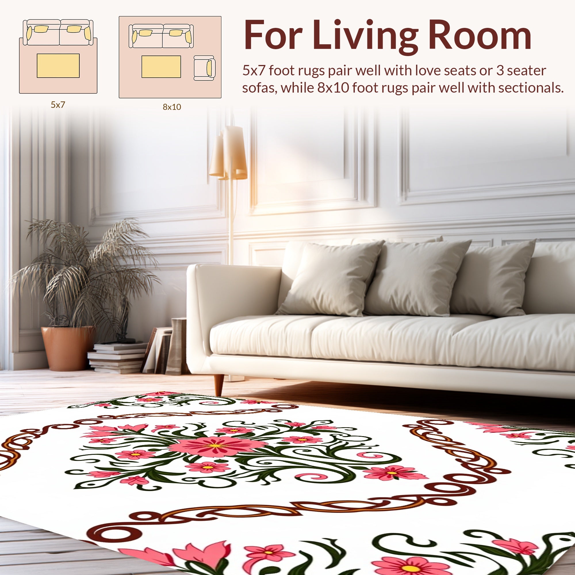 Intricate Floral Vines Pattern Oriental Rug