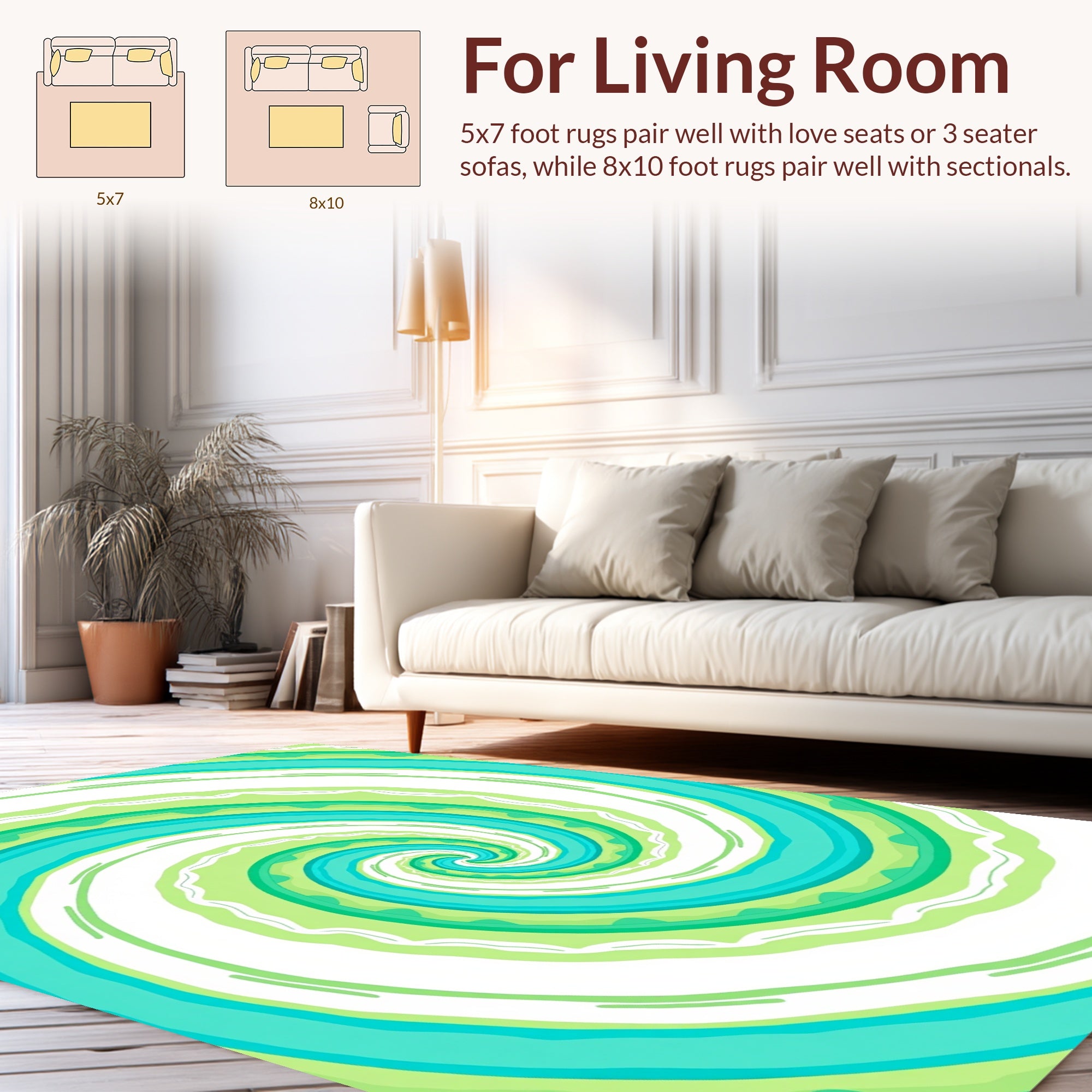 Cool Aquatic Swirl Pattern Rug