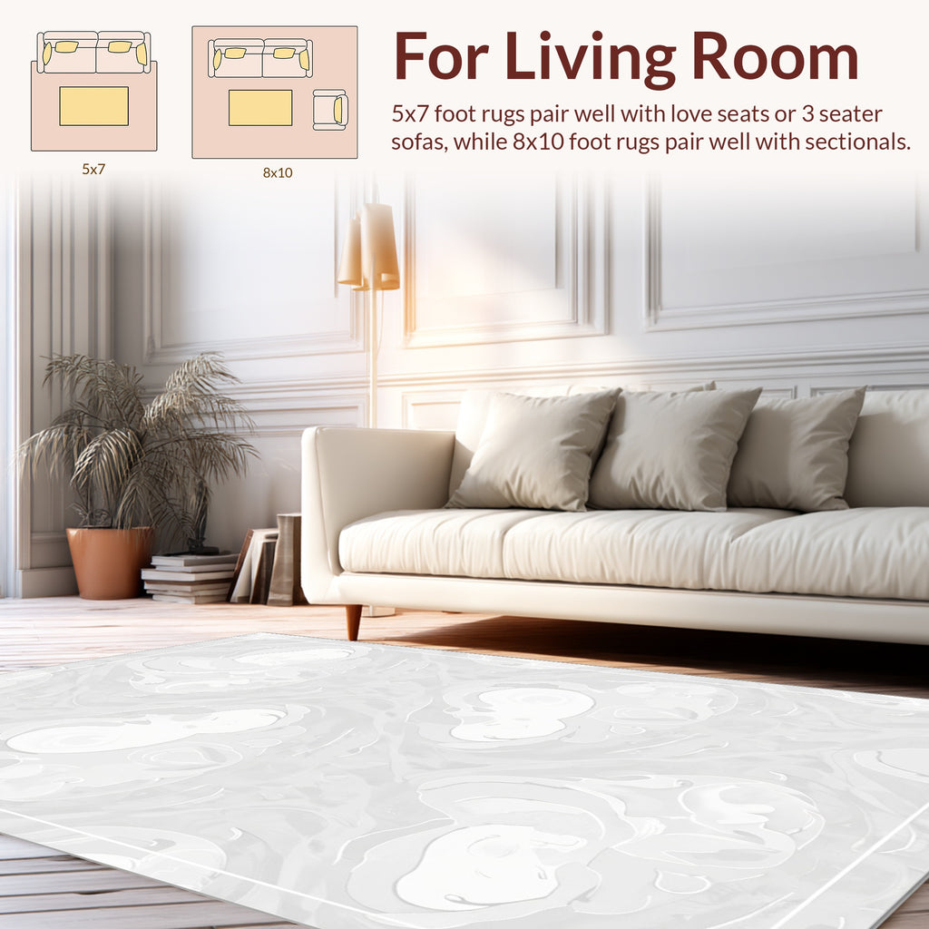 Abstract Cloud Pattern White Rug