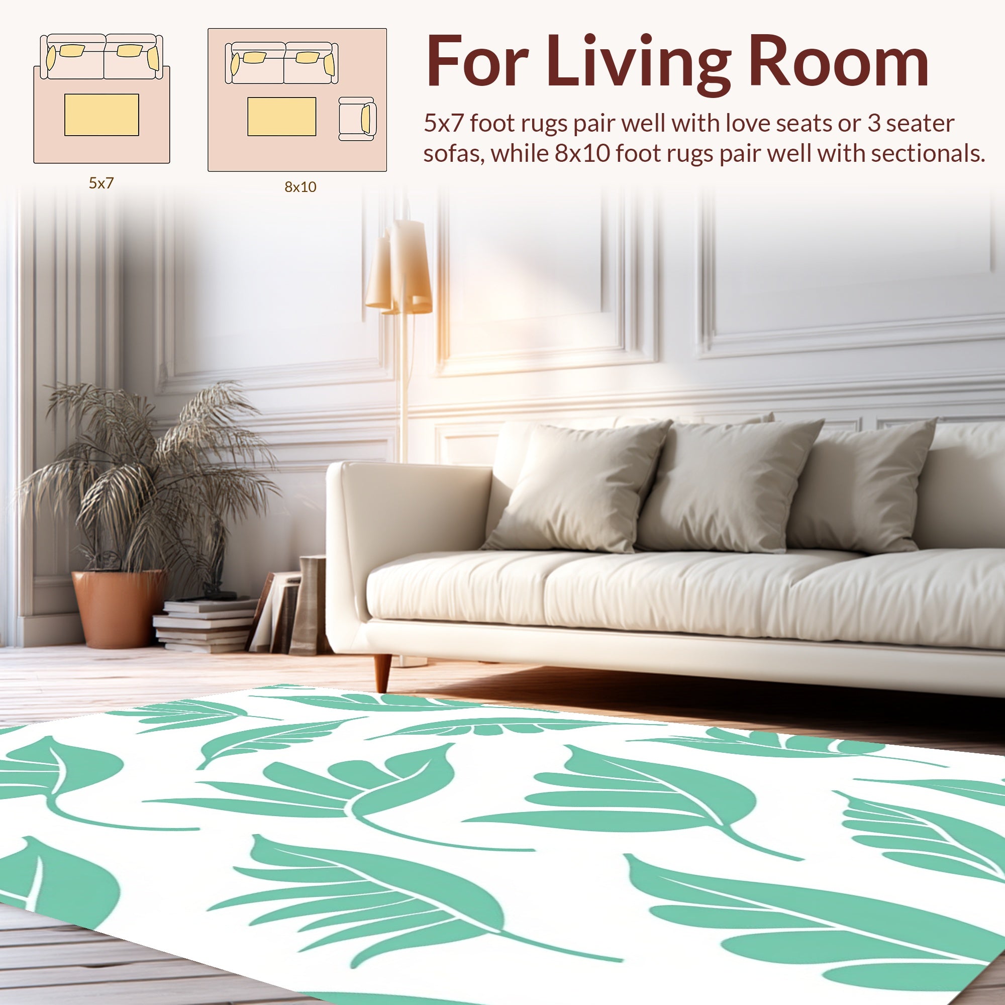 Teal Leaf Pattern Repeats Rug