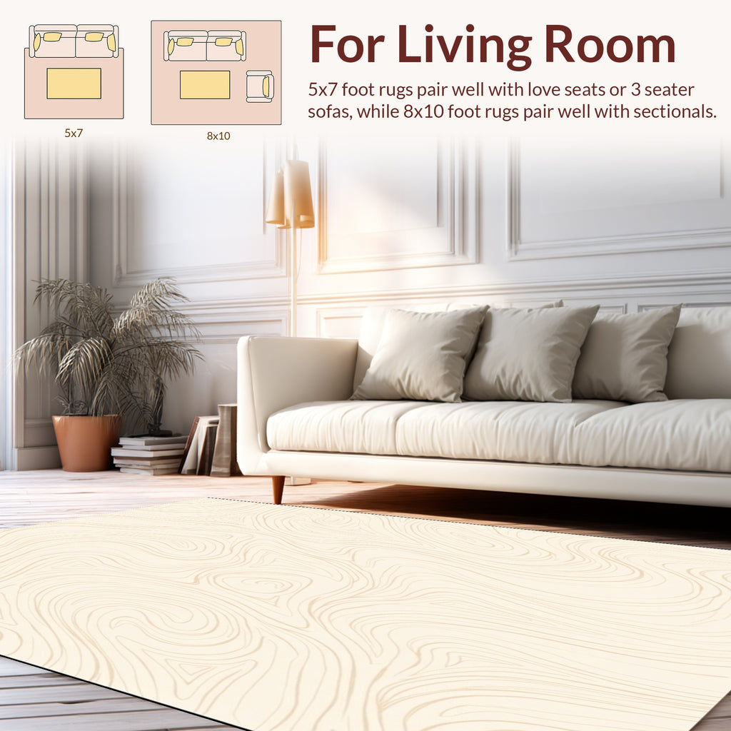 Cream Abstract Swirl Pattern Rug