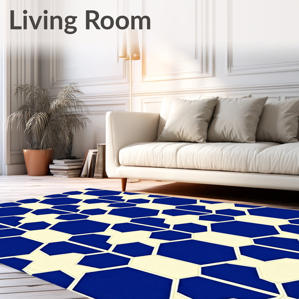 Geometric Hexagon Star Pattern Rug