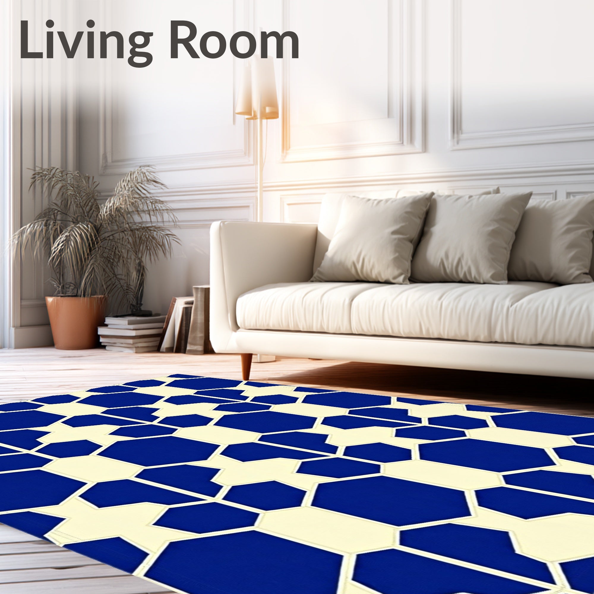Geometric Hexagon Star Pattern Rug