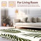 Tropical Leaf Patterned Green Rug