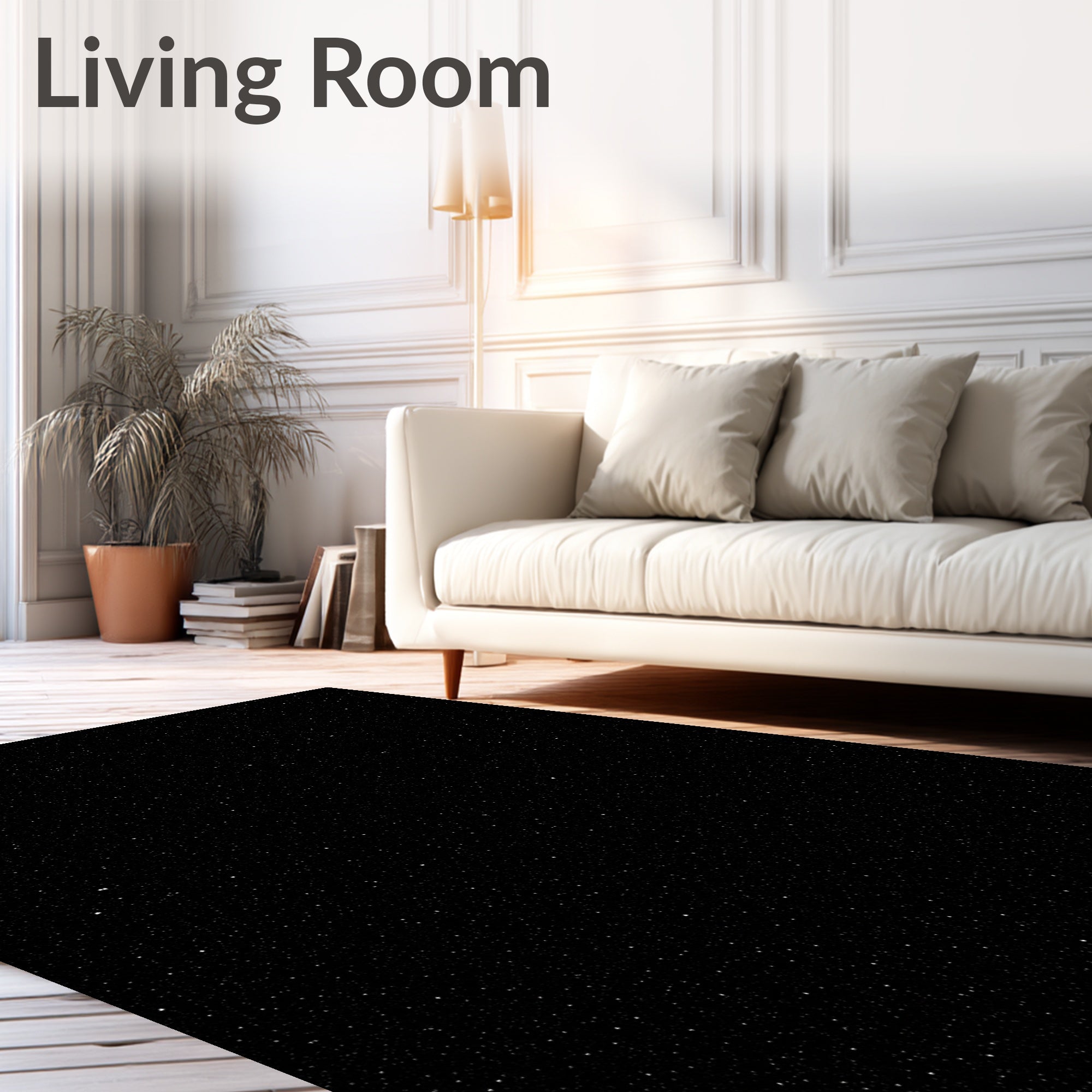 Cosmic Black Starry Night Field Rug