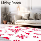 Red Birds Snowflakes and Pines Rug