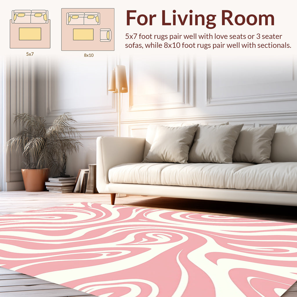 Soft Pink White Swirl Pattern Rug