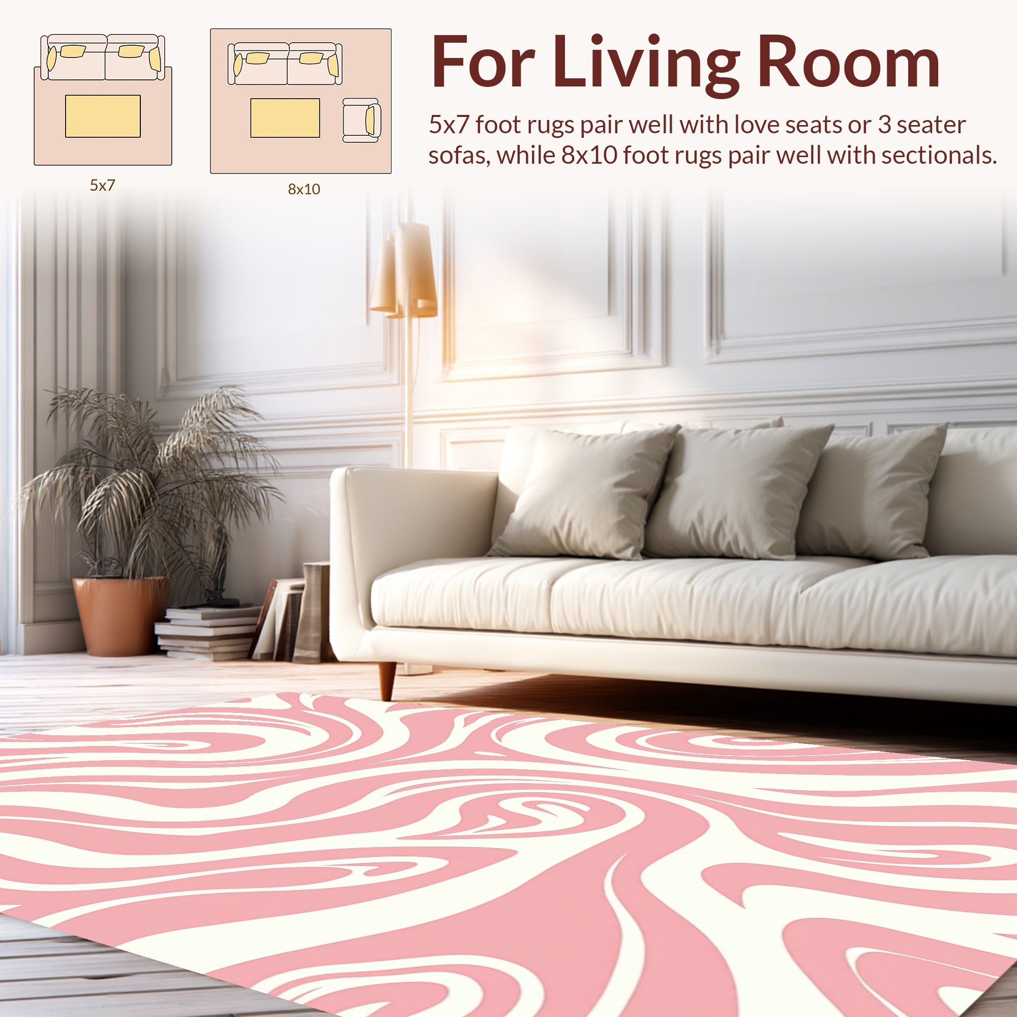 Soft Pink White Swirl Pattern Rug