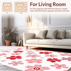 Red Pink Blossom Pattern Rug