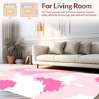 Pink White Feathered Abstract Design Rug