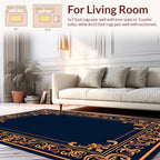 Ornate Floral Scrollwork Golden Border Rug