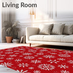 Red White Snowflake Collection Rug
