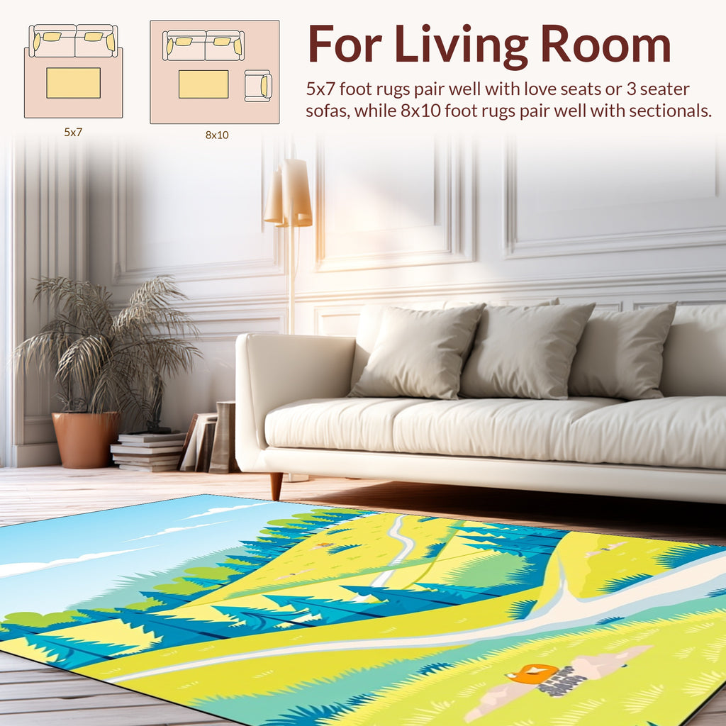 Vibrant Landscape Woodland Path Pattern Rug