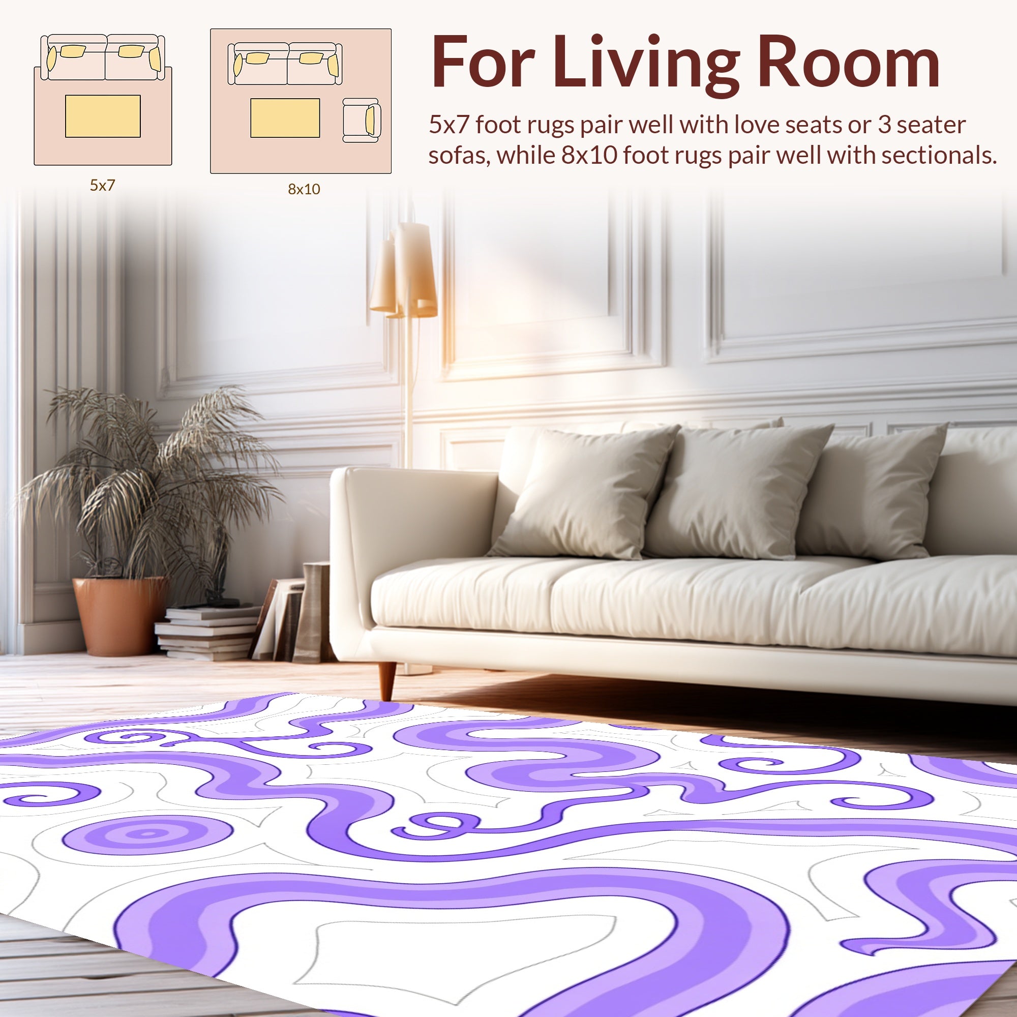 Abstract Swirls Purple Pattern Rug