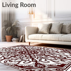 Dark Red Floral Mandala Harmony Rug