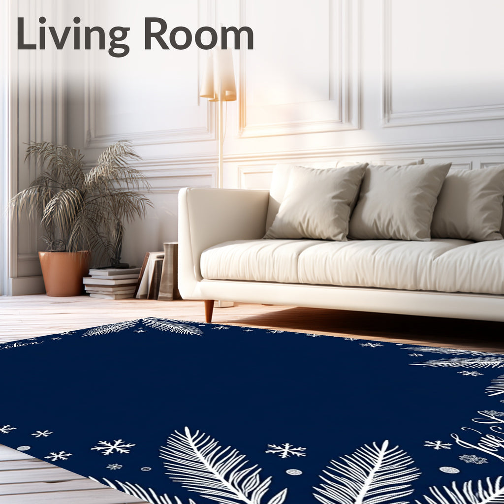 Winter White Pine Snowflakes Rug