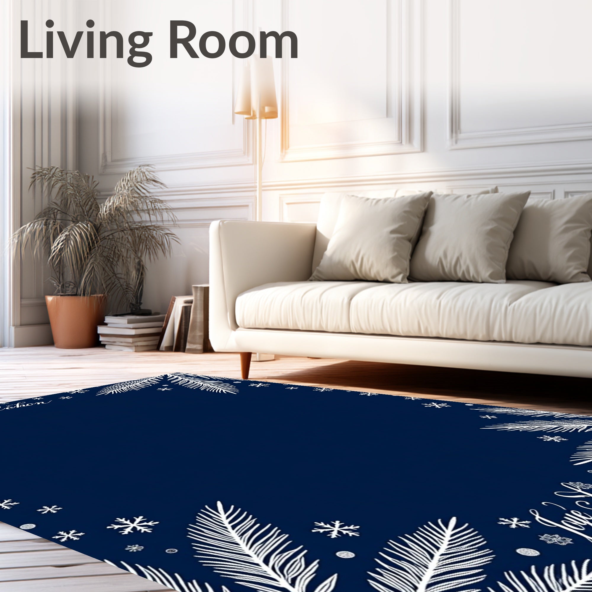 Winter White Pine Snowflakes Rug