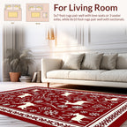 Winter Deer and Snowflake Patterned Rug