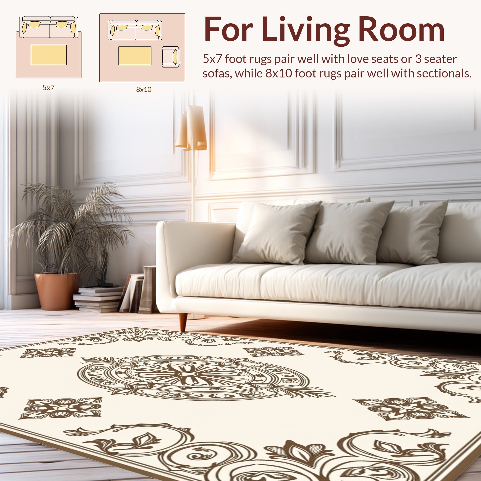 Classic Floral Emblem Border Design Rug
