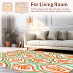 Ornate Orange Fern Leaf Pattern Rug