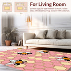 Cute Bee Honeycomb Pattern Design Rug